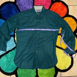 Vintage Green Pendleton Button-Up Shirt With Padded Elbows